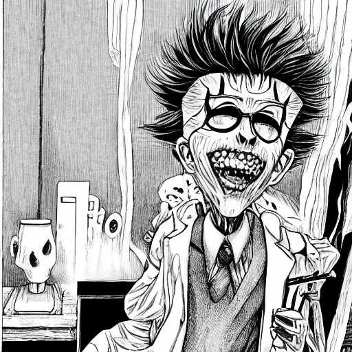 Image similar to Rick Sanchez, by Junji Ito