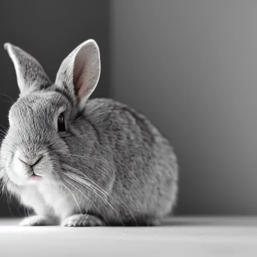 Image similar to a shallow depth of field, soft light, portrait of a grey rabbit