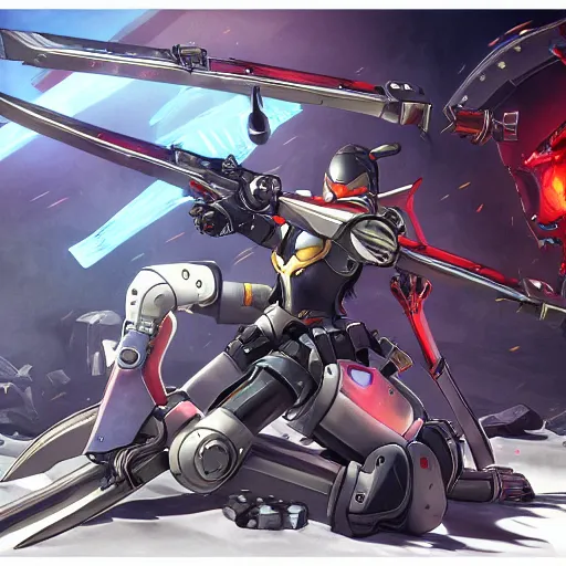 Detailed epic drawing of a robot ninja, Overwatch,, Stable Diffusion
