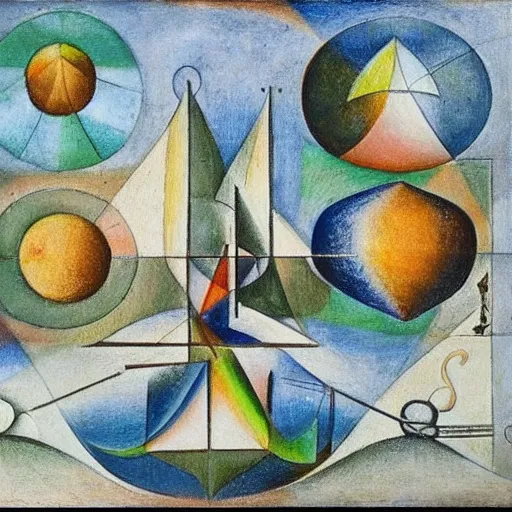 Prompt: mathematical equations inspired by bosch, bosch, klee. mathematical paradise, beautiful animals, equation heaven, beautiful plants, platonic solids, elegant diagrams, beautiful equations, oil paint, hyperrealistic, on loan from louvre, masterpiece
