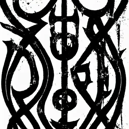 Prompt: black metal band font, unreadable, looks like varicose veins, symmetrical, rudimentary