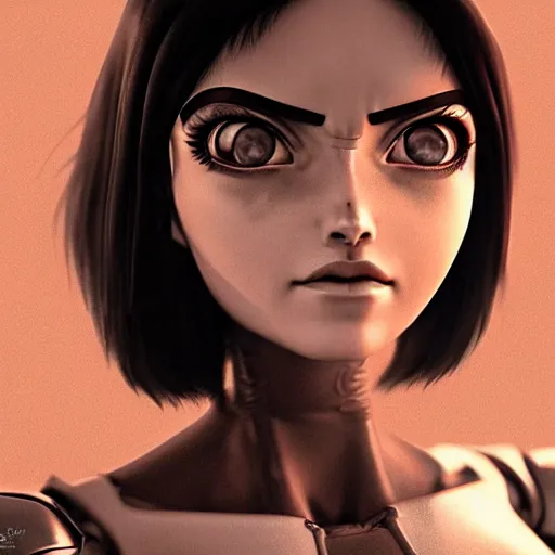 Prompt: battle angel alita!! very realistic, in the style of vitaly bulgarov, gally, zbrushcentral, pinterest, deviantart, artstation