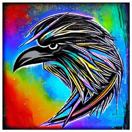 Prompt: rainbow cosmic raven