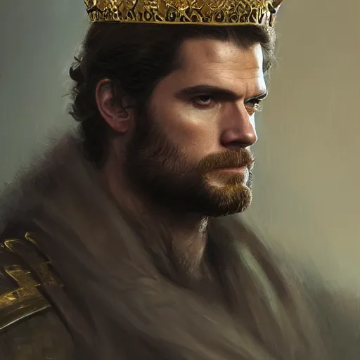 Image similar to henry cavill wearing a kings crown as a realistic fantasy d & d character, closeup portrait art by donato giancola and greg rutkowski, realistic face, digital art, trending on artstation