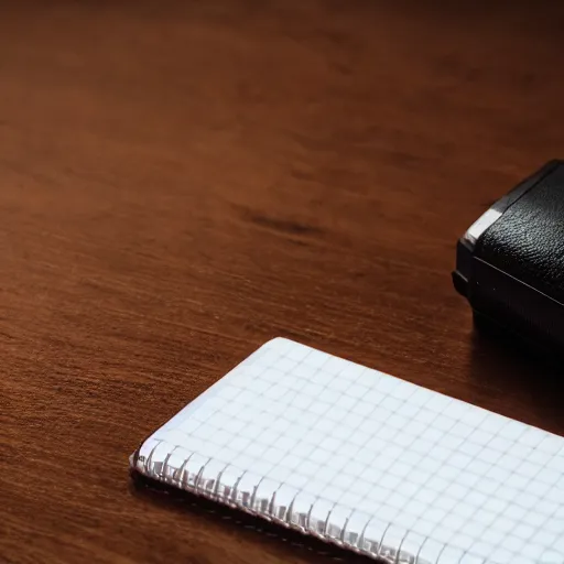 Prompt: commercial shot of the dusty old notepad you found behind your couch, dramatic beautiful lighting, 8k photgraphy, 50mm f1.8, macro