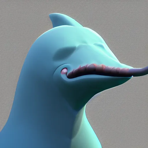 Image similar to anthropomorphic bottlenose dolphin headshot profile picture, bulbous snout, commission on FurAffinity, unreal engine
