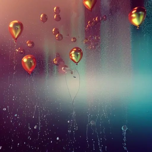 Prompt: mirror balloons and chrome bubbles, underwater, 8K, trending on artstation, volumetric light, lightrays, smoke, cinematic, uplight, atmospheric, octane render, insanely detailed and intricate, hypermaximalist, elegant