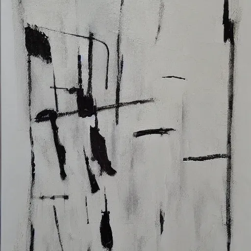 Image similar to abstract minimalist painting, interesting relationship within the composition, gestural lines, minimalism, white sketchbook style, paint on canvas, power washed texture, masterpiece,