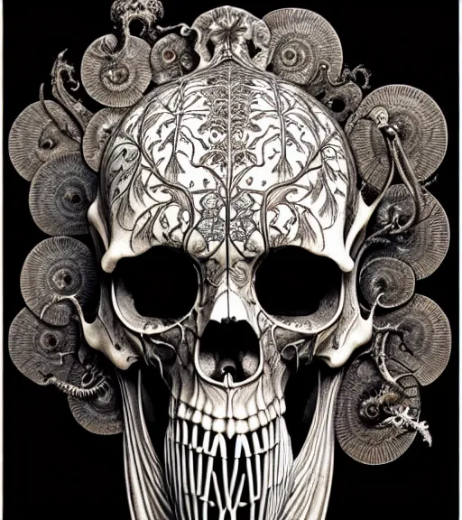 Image similar to art forms of nature by ernst haeckel, memento mori by arthur rackham, ornate antique porcelain beautiful skull mask, ultrasharp, photorealistic, hyperdetailed, octane render, polished, art nouveau, neo - gothic, gothic, intricate ornamental organic filigree, art nouveau botanicals, art forms of nature by ernst haeckel, horizontal symmetry, symbolist, visionary