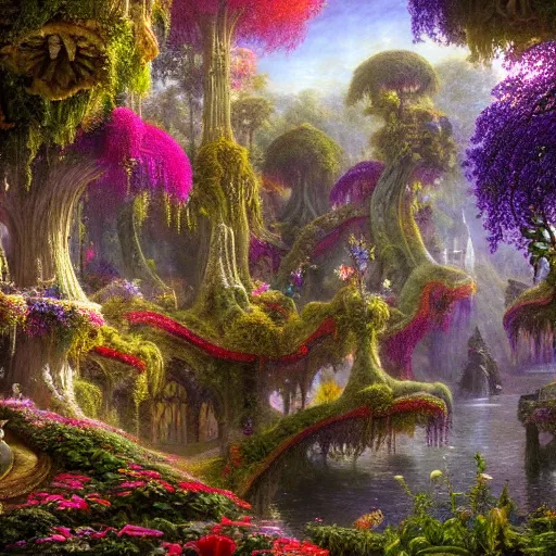 a beautiful matte painting of a alice garden in the, Stable Diffusion