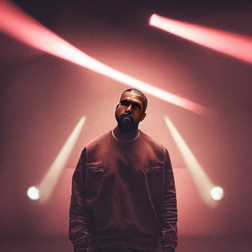 Image similar to Portrait of Kanye West as a god splash art, cinematic lighting, dramatic, octane render, long lens, shallow depth of field, bokeh, anamorphic lens flare, 8k, hyper detailed, 35mm film grain