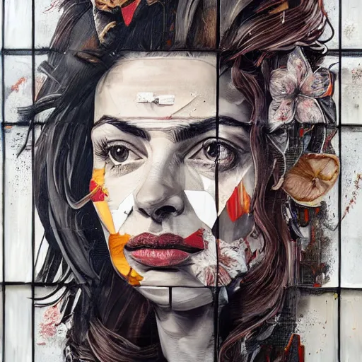 Image similar to by sandra chevrier chestnut, slate grey hyperdetailed. a installation art of a handsome 2 1 savage seated at a window, looking out at the viewer with a serene expression on her face. the light from the window illuminates her features & creates a warm, inviting atmosphere. the essence of beauty & tranquility.