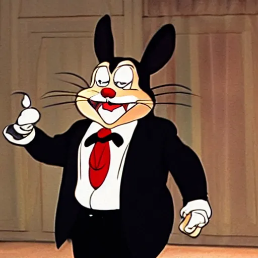 Prompt: Danny DeVito as Bugs Bunny, Looney Tunes