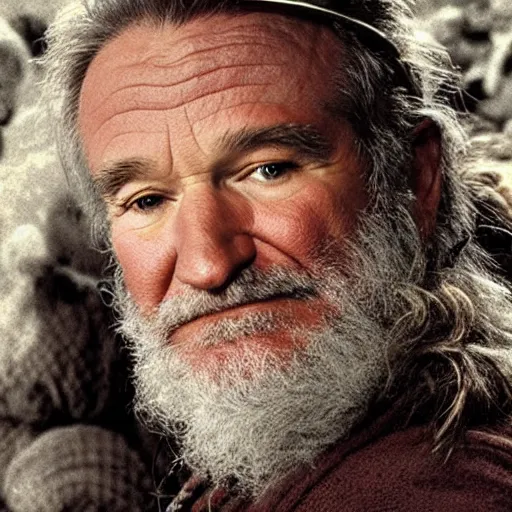 Image similar to Robin Williams playing Gandalf in Lord-of-the-Rings, screenshot