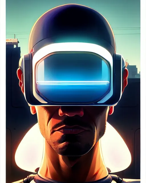 Image similar to hyper - realistic portrait of a sleep and futuristic robot, gta v cover art, celshading, sharp focus, intricate, detailed, by rhads, andreas rocha, makoto shinkai, lois van baarle, ilya kuvshinov and greg rutkowski, by greg rutkowski, dynamic lighting, sharp focus, grunge aesthetic, 4 k