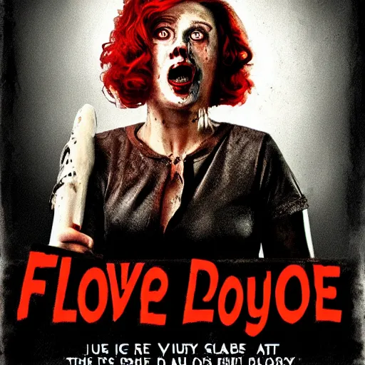 Prompt: flo the progressive lady starring in a slasher flick, horror lighting, movie poster style, highly detailed.