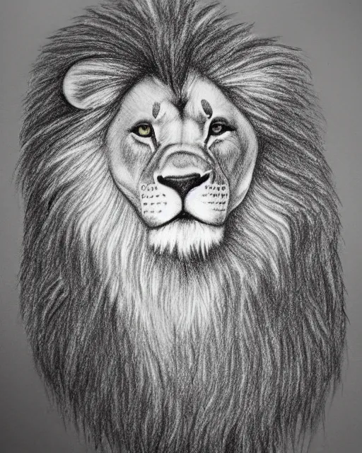 Image similar to pencil drawing of a lion wearing a hoodie