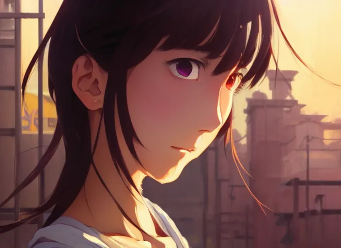 Image similar to a film still portrait of a very beautiful girl, finely detailed features, closeup at the faces, perfect art, at a market, night time,, gapmoe yandere grimdark, trending on pixiv fanbox, painted by greg rutkowski makoto shinkai takashi takeuchi studio ghibli, akihiko yoshida