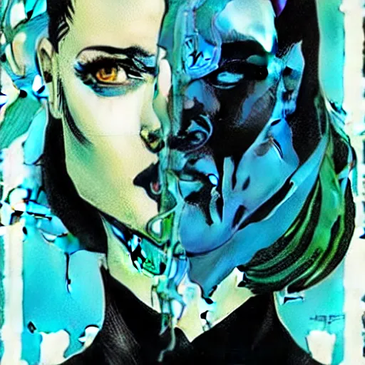 Prompt: Rafael Albuquerque comic book art, Norman Rockwell, pretty pale female Evan Rachel Wood, water demon, sharp teeth, long blue hair, blue and green, underwater, symmetrical face symmetrical eyes