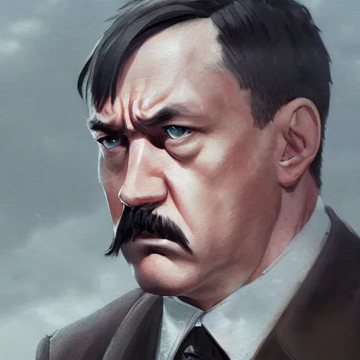 Prompt: a film still portrait of angry hitler, finely detailed features, cinematic lighting, anime key visual, trending on pixiv fanbox, painted by greg rutkowski, wlop, makoto shinkai, studio ghibli