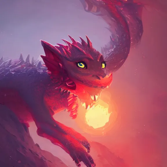 Image similar to an image of a cute baby dragon, eyes glinting red as it looks at the camera, mid - shot, middle shot, by sylvain sarrailh, rossdraws, ambient light, concept art, ultra detailed, fantasy artwork, 8 k, volumetric lighting, trending on artstation, award winning, very beautiful.