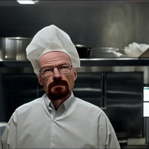 Image similar to walter white in a soup kitchen