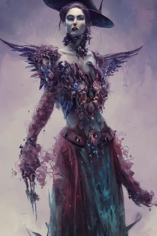 Image similar to beautiful girl necromancer, witch - doctor covered with velvet exploding into organic velvet, angels, 3 d render, hyper realistic detailed portrait, holding fire and ice, ruan jia, wlop. scifi, fantasy, magic the gathering, hyper detailed, octane render, concept art, peter mohrbacher