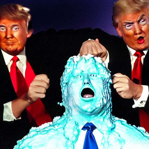 Image similar to donald trump getting slimed! on nickelodeons double dare