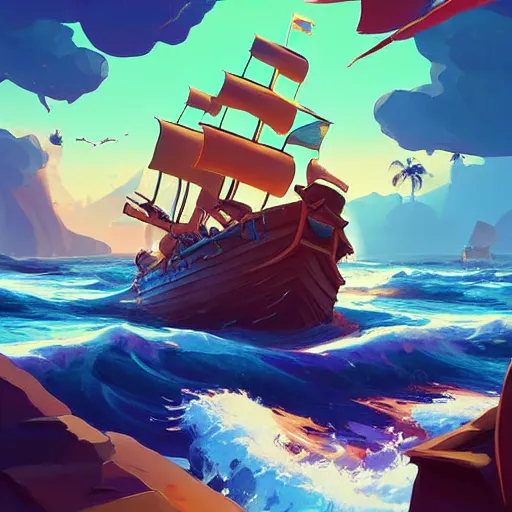 Image similar to painting treasure on sea of thieves game smooth median photoshop filter cutout vector, behance hd by jesper ejsing, by rhads, makoto shinkai and lois van baarle, ilya kuvshinov, rossdraws global illumination