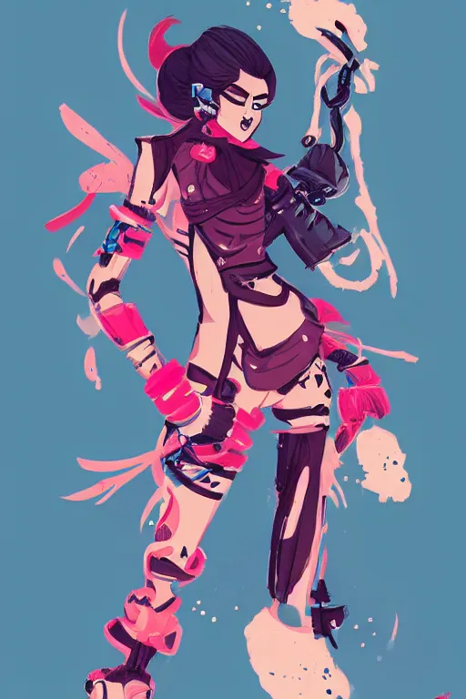 Prompt: an ultradetailed concept art of a fashionable brawler in the style of ninjala, conrad roset, fiona staples