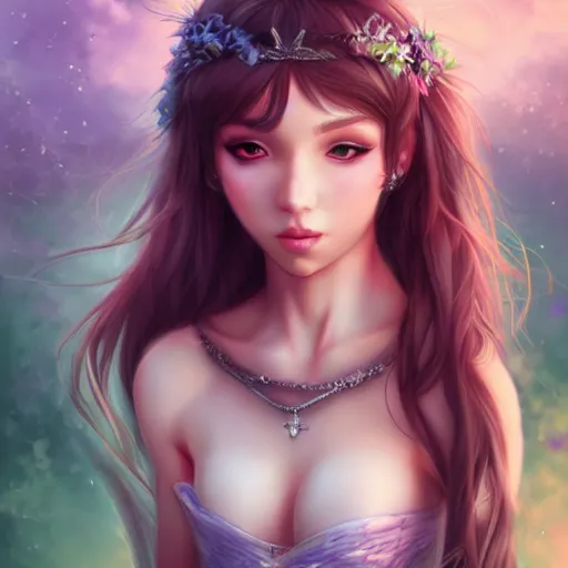 Prompt: fantasy princess girl art drawn in art style of WLOP full HD 4K highest quality realistic beautiful gorgeous natural WLOP artist