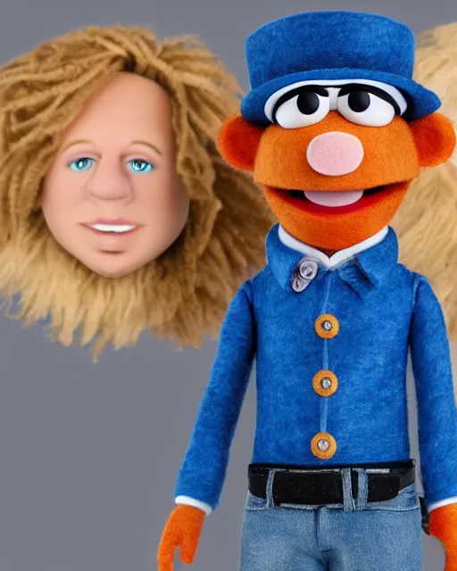 Image similar to adin ross as a muppet. highly detailed felt. hyper real photo. 4 k.