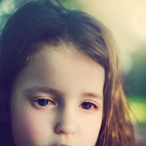 Image similar to a portrait of an girl's face. depth of field. lens flare