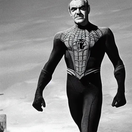 Prompt: sean connery as spiderman, movie still