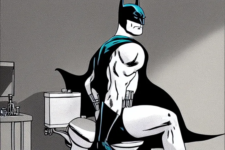 Prompt: batman bathing in the toilet