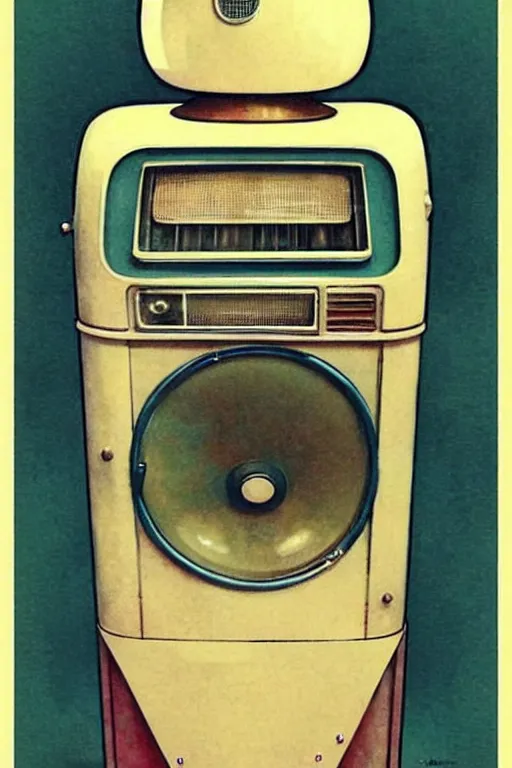 Image similar to ( ( ( ( ( 1 9 5 0 s retro robot jukebox. muted colors. ) ) ) ) ) by jean - baptiste monge!!!!!!!!!!!!!!!!!!!!!!!!!!!!!!