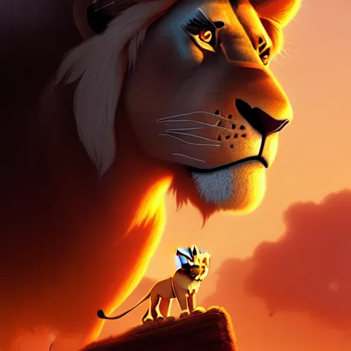 Image similar to lion king is a horse for doc brown, disney animation, sharp, illustration, sharp, fanart, anime key art by greg rutkowski, bloom, dramatic lighting sharp focus, cinematic, artbook, smooth, centered