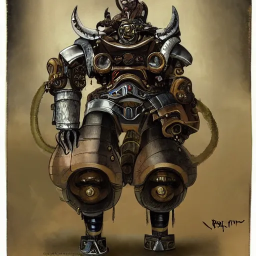 Image similar to portrait of a rampaging ashigaru steampunk - inspired mecha boar, fantasy dungeons and dragons magic the gathering art, of bamboo, laquer and steel by brian froud and greg rutkowski