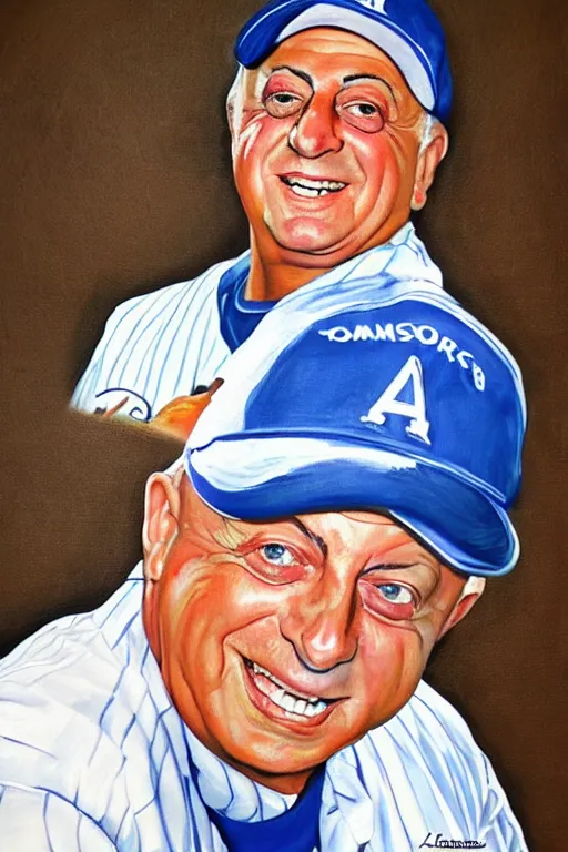 Prompt: painting of tommy lasorda, in the style of clyde caldwell