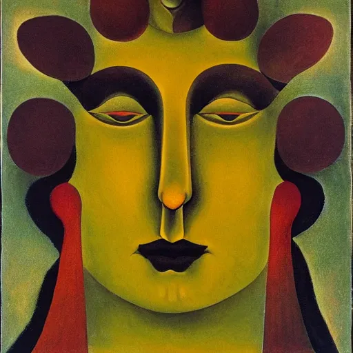 Image similar to floral face portrait by leonetto cappiello and wojciech siudmak and ernst fuchs, anni albers, oil on canvas