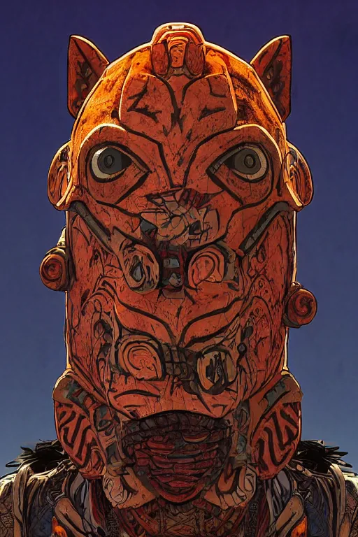 Image similar to totem animal tribal chaman vodoo mask feather gemstone plant global illumination ray tracing hdr that looks like it is from borderlands and by feng zhu and loish and laurie greasley, victo ngai, andreas rocha, john harris