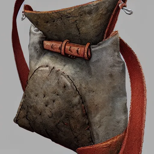 Prompt: close-up of medieval bags attached to belt, small bags made of cotton, detail, fantasy, style of Frank Frazetta, concept art, trending on artstation, Dungeon and Dragons