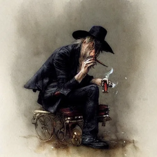 Image similar to ( ( ( ( ( van helping smoking a cigar, gothic, dark. muted colors. ) ) ) ) ) by jean - baptiste monge!!!!!!!!!!!!!!!!!!!!!!!!!!!