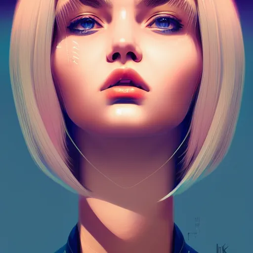 Prompt: portrait of beautiful girl with robot body by ilya kuvshinov, close up, portrait, cinematic, elegant, artstation, intricate, highly detailed, digital painting, artstation, concept art, sharp focus, illustration, cyberpunk, cgsociety, 8 k