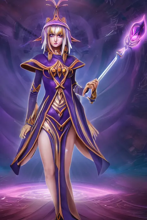 Image similar to beautiful dark magician girl, full body, mystical, ultra detailed, 4k