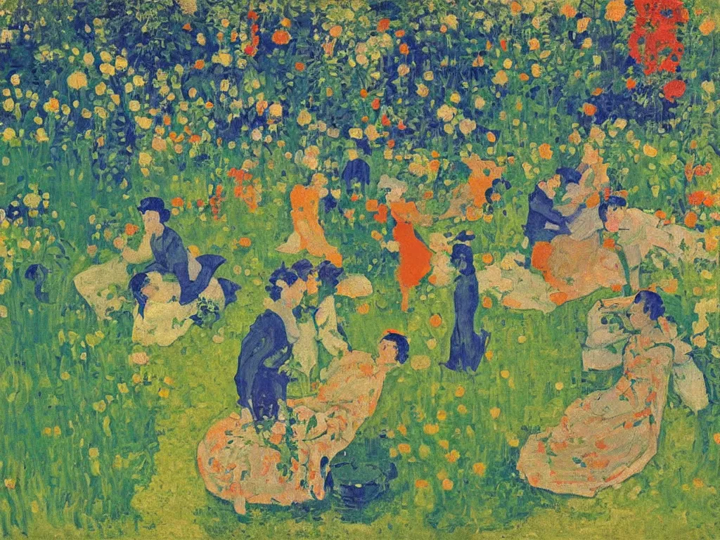 Prompt: portrait of a drunk in the garden. painting by cuno amiet