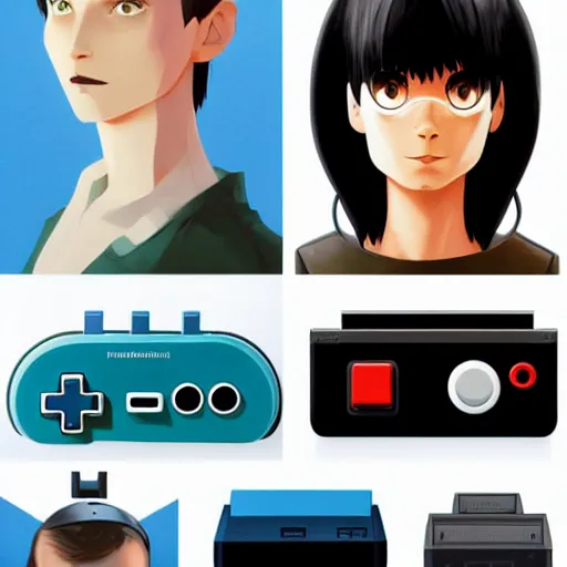 Image similar to face icon stylized minimalist nintendo entertainment system, loftis, cory behance hd by jesper ejsing, by rhads, makoto shinkai and lois van baarle, ilya kuvshinov, rossdraws global illumination