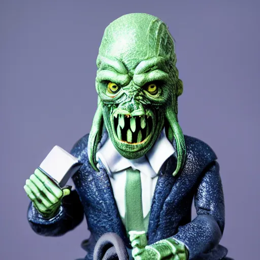 Prompt: elder god running for president action figure. photography. hyper realistic. product photography