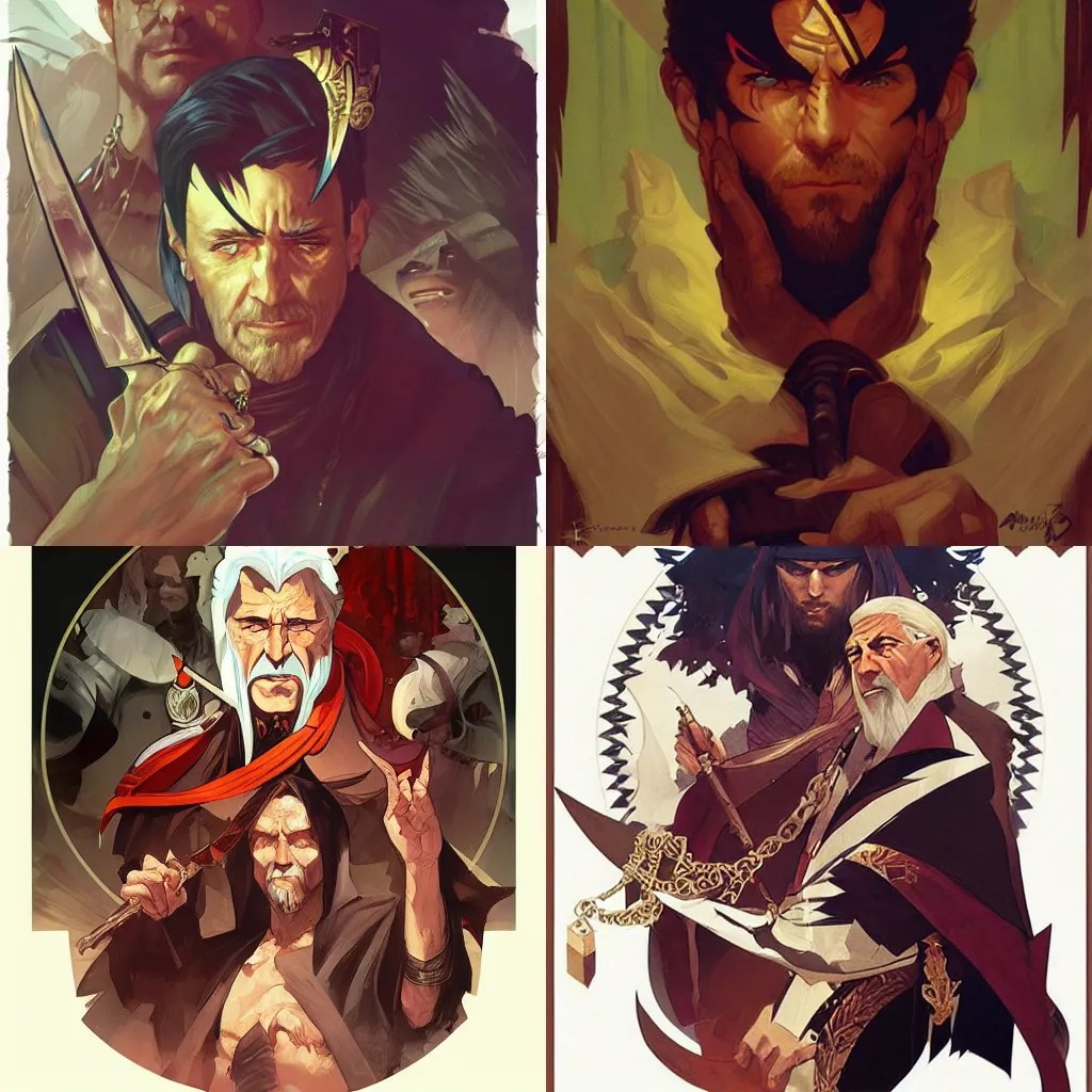 Prompt: The King of Thieves, Dnd Boss, Daggers, Scar, Eyepatch, by artgerm and greg rutkowski and alphonse mucha