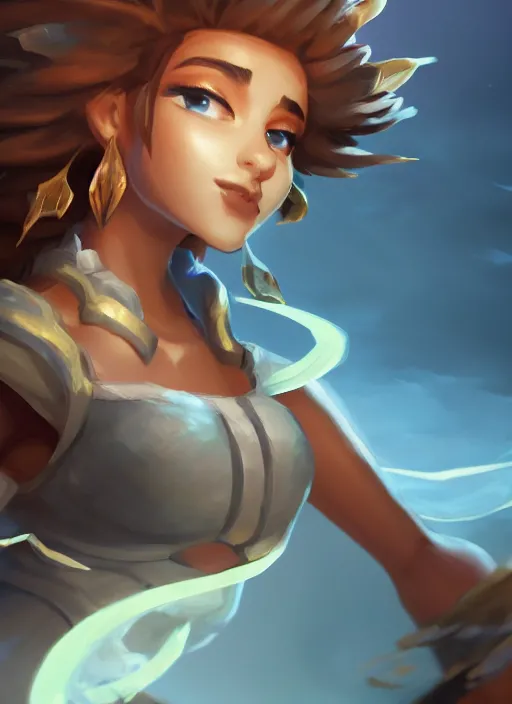 Image similar to taliyah, from league of legends, au naturel, meztelen, fighting, termeszetes, hyper detailed, digital art, trending in artstation, cinematic lighting, studio quality, smooth render, unreal engine 5 rendered, octane rendered, art style by klimt and nixeu and ian sprigger and wlop and krenz cushart